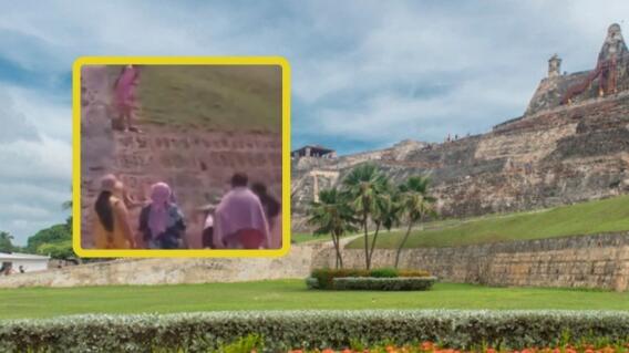 Turistas trepan el Castillo San Felipe Turistas trepan el Castillo San Felipe