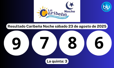 El número ganador de la Caribeña Noche de este sábado fue: 9786 - 3. El número ganador de la Caribeña Noche de este sábado fue: 9786 - 3.