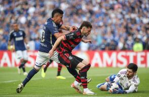 Acción de juego en el duelo entre Millonarios vs. Flamengo, por Copa Libertadores. Acción de juego en el duelo entre Millonarios vs. Flamengo, por Copa Libertadores.