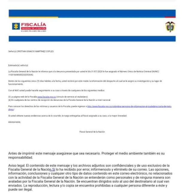 Denuncia ante la Fiscalía/Foto: Suministrada