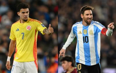 Luis Díaz y Lionel Messi, figuras de la Selección Colombia y Argentina respectivamente. 