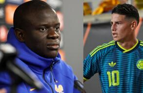 N'Golo Kanté y James Rodríguez, figuras de la Selección Francia y Colombia.