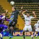 Acción de juego entre Fortaleza y Once Caldas, por la segunda fecha de la Liga BetPlay II-2025.