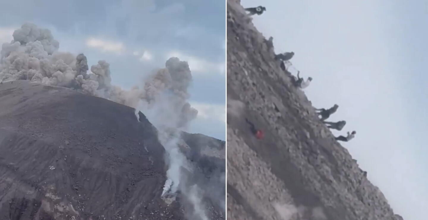 VIDEO | Turistas subieron volcán prohibido y quedaron en medio de una erupción