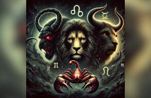 Imagen de los signos Escorpio, Leo y Tauro en el horóscopo Negro 