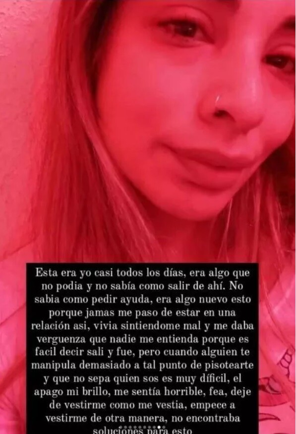 Publicación de Macarena Bogado sobre maltrato de su pareja