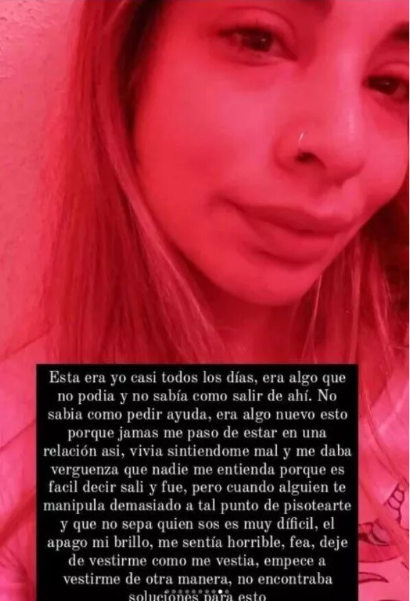 Publicación de Macarena Bogado sobre maltrato de su pareja 