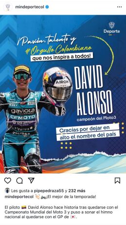 Mindeporte se pronuncia por campeonato de David Alonso Mindeporte se pronuncia por campeonato de David Alonso
