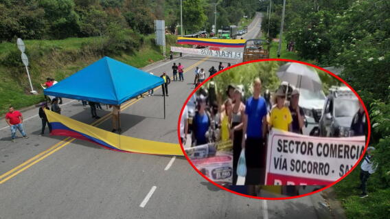 Protesta mantiene bloqueada la vía Bucaramanga San Gil.