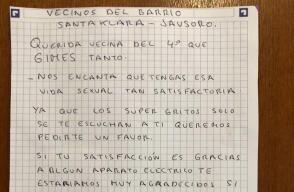 Carta dirigida a vecina ruidosa