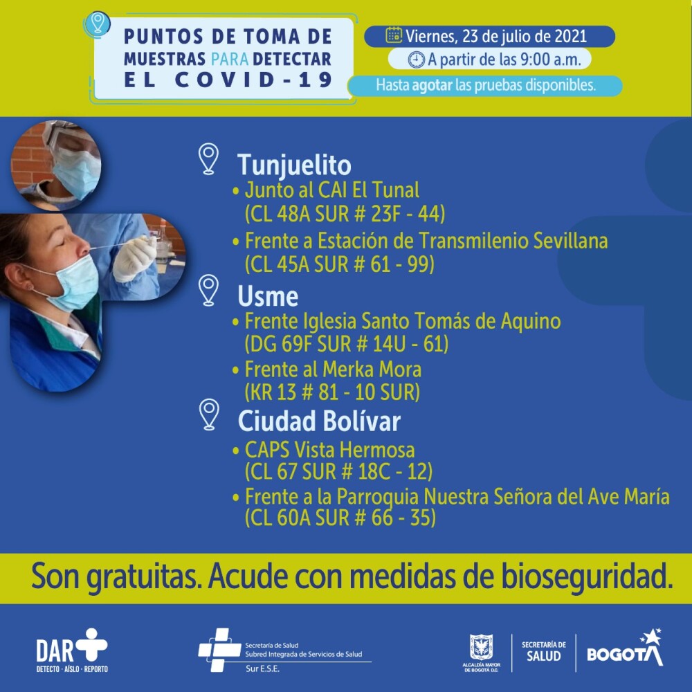 Dónde hay pruebas gratis de COVID 23072021
