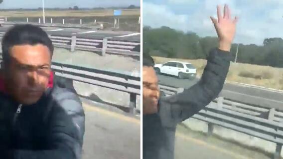 ¿Por qué este hombre iba colgado de un camión en movimiento? ¿Por qué este hombre iba colgado de un camión en movimiento?