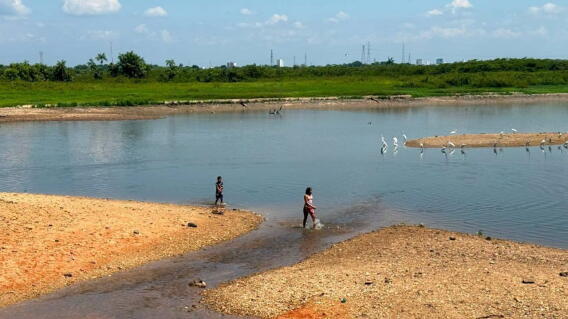 Bajo nivel del río Magdalena en medio de sequía