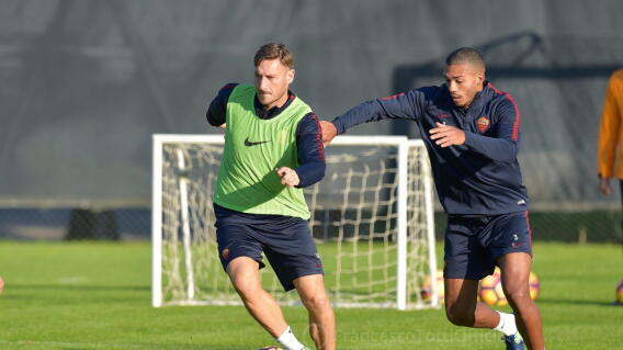 Francesco Totti en un entrenamiento en la Roma. 