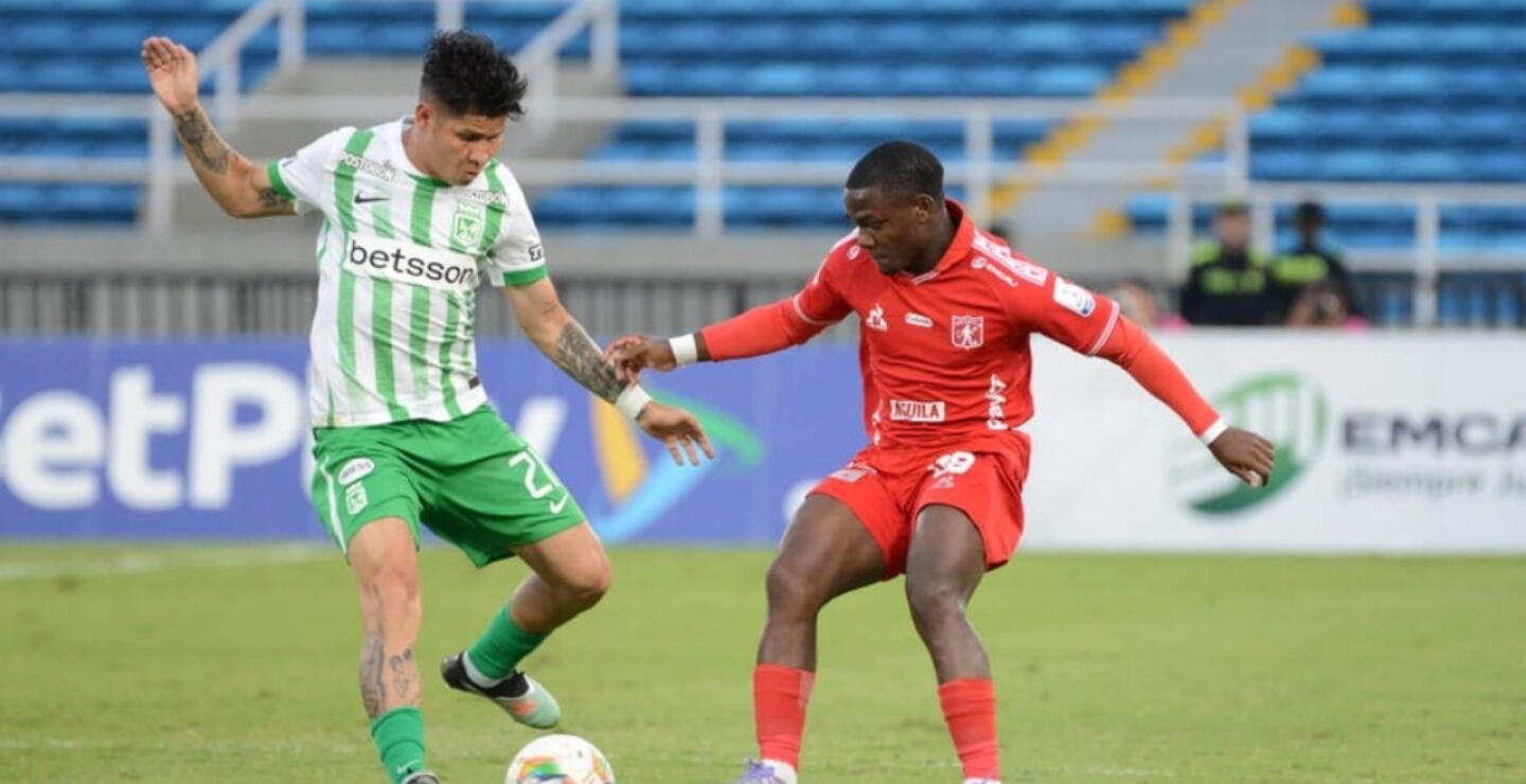 Jorman Campuzano en América de Cali contra Nacional por los cuadrangulares de la Liga BetPlay II-2025.