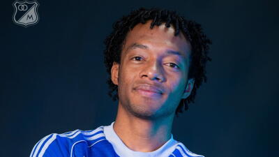 Juan Guillermo Cuadrado en su presentación como nuevo jugador de Millonarios. 