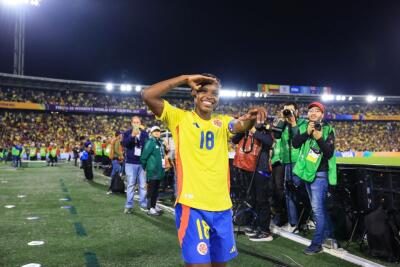 Linda Caicedo festejando anotación con la Selección Colombia femenina, en el Mundial Sub-20. Linda Caicedo festejando anotación con la Selección Colombia femenina, en el Mundial Sub-20.