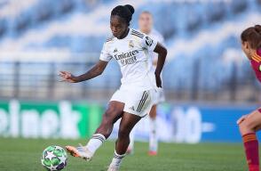 Linda Caicedo, delantera del Real Madrid en partido contra la Roma por Champions League Femenina.