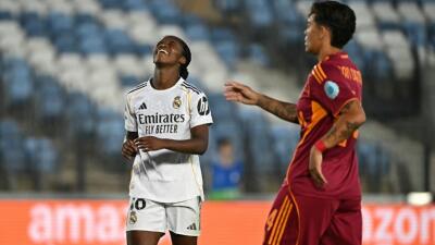 Linda Caicedo en Real Madrid vs As Roma en la Champions League Femenina. 