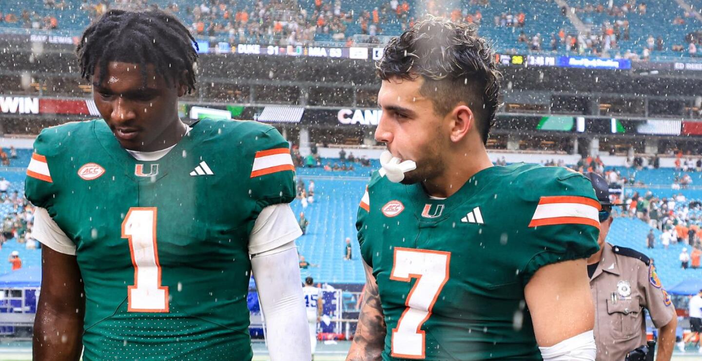Cam Ward y Xavier Restrepo en Miami Hurricanes.