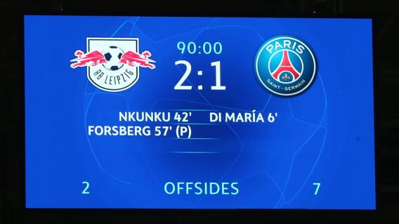 Tablero del marcador entre PSG y el RB Leipzig - AFP.jpeg Tablero del marcador entre PSG y el RB Leipzig - AFP.jpeg