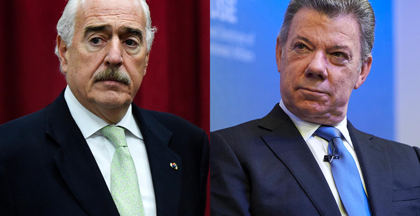 349612_Andrés Pastrana y Juan Manuel Santos // Foto: AFP