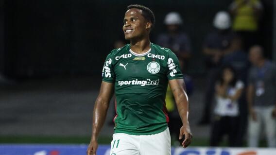 Jhon Arias, extremo colombiano que milita en Palmeiras.