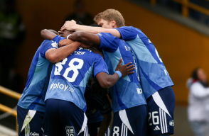Millonarios celebra su victoria frente a Santa Fe.
