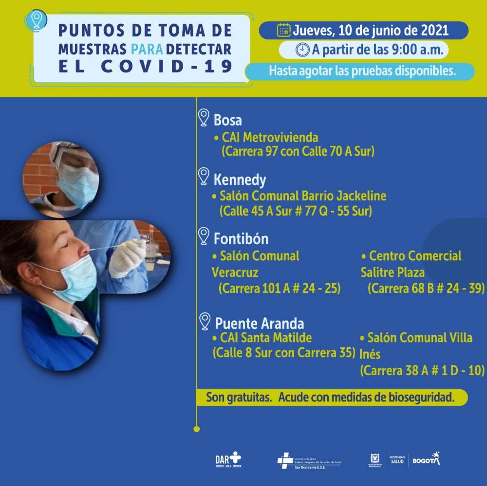 Prueba PCR en Bosa, 10 de junio