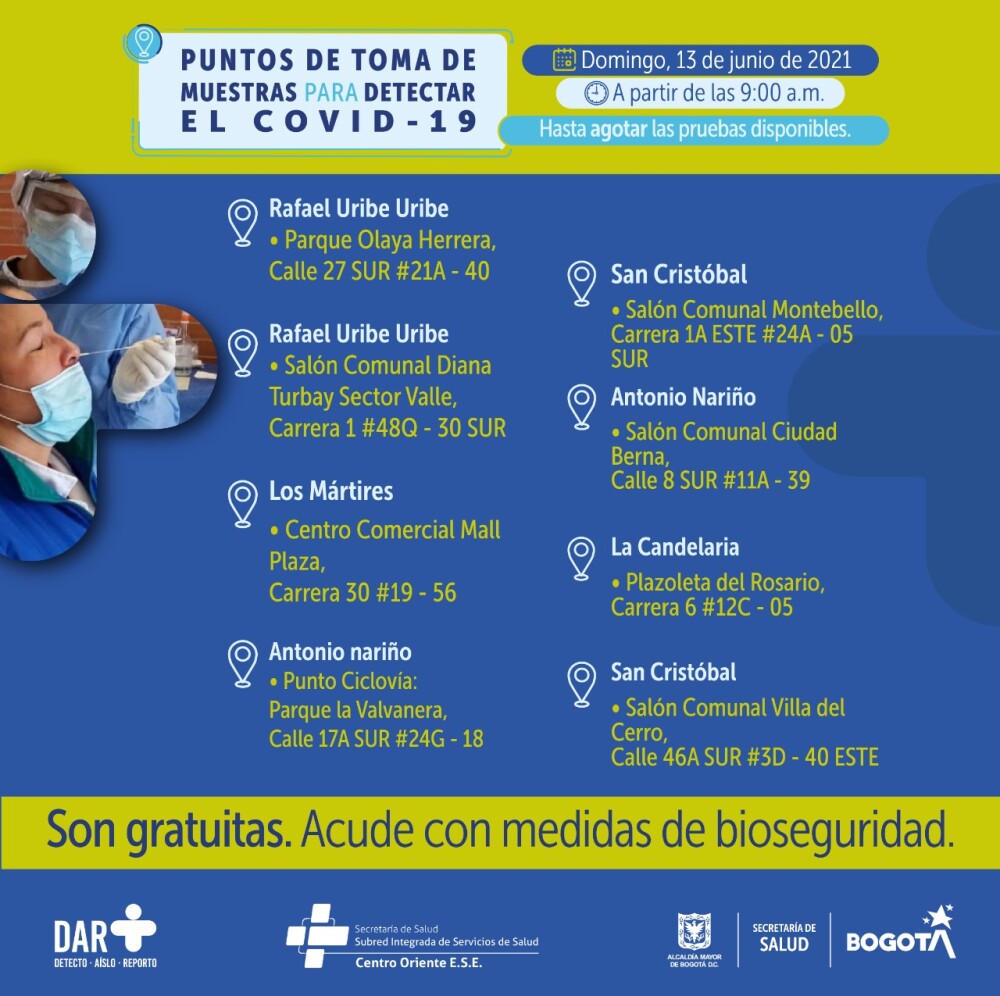 Pruebas PCR Rafael Uribe Uribe 13 de junio