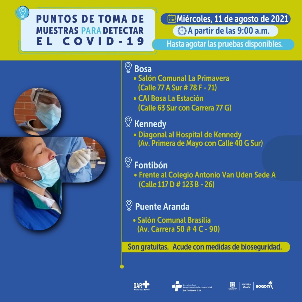 Dónde hay pruebas gratis de COVID 11082021