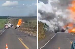 Camión cisterna explotó en carretera de Brasil: video del momento del incidente