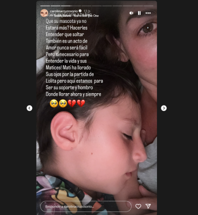Carolina Cruz lamentó la muerte de la mascota de su mamá.