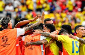 La Selección Colombia celebra en juego contra Costa Rica por Copa América La Selección Colombia celebra en juego contra Costa Rica por Copa América