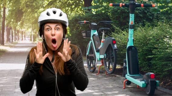 Bicicletas con motor y patinetas eléctricas en ciclorruta Bicicletas con motor y patinetas eléctricas en ciclorruta