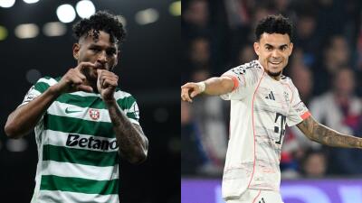 Luis Javier Suárez y Luis Díaz, delanteros colombianos que militan en Sporting Lisboa y Bayern Múnich. 