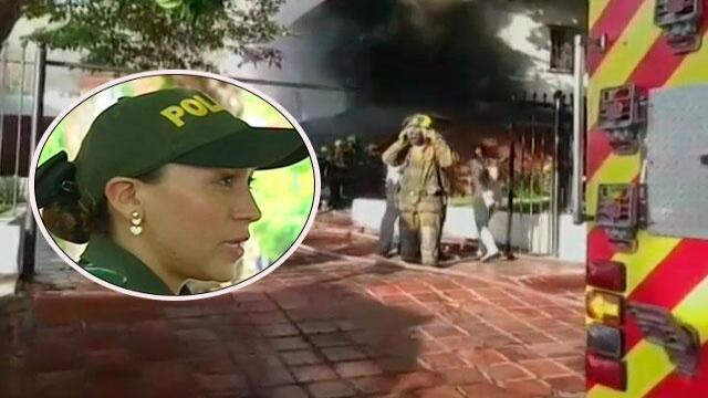 Arriesgando su vida, patrullera salva a una abuela, su nieto y sus mascotas tras incendio 