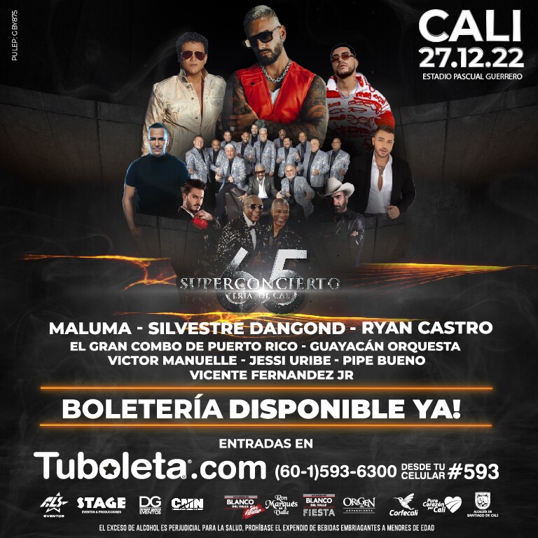 Superconcierto Feria de Cali 2025 con Maluma, Silvestre Dangond