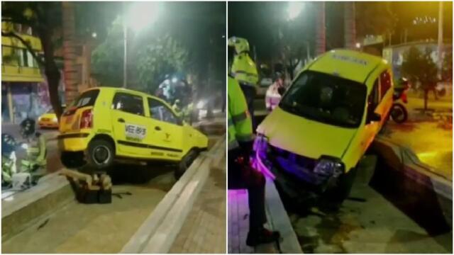 Taxi se quedó sin frenos y terminó en el eje ambiental, centro de Bogotá Taxi se quedó sin frenos y terminó en el eje ambiental, centro de Bogotá