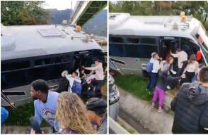 Accidente de tránsito en autopista Norte de Bogotá: bus terminó volcado