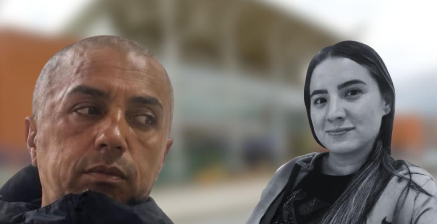 Montaje judicial que muestra a la izquierda el rostro en primer plano de Óscar Giovanny Marulanda, a la derecha el retrato en blanco y negro de Rosa Mayerly Olaya Coronado