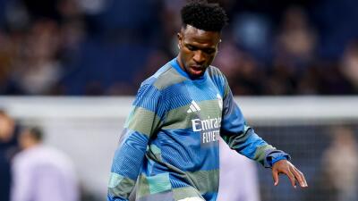 Vinícius Júnior en la previa de Real Madrid contra Levante por la Liga de España.
