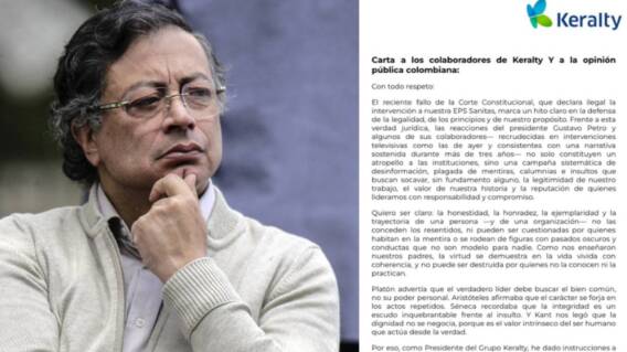 Keralty anuncia denuncia contra Petro y miembros del Gobierno por “difusión de mentiras” Keralty anuncia denuncia contra Petro y miembros del Gobierno por “difusión de mentiras”