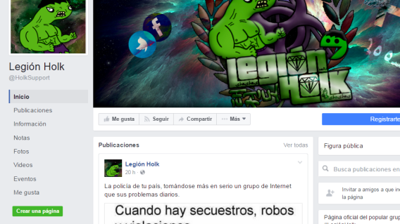 277039_El perfil de Legión Holk en redes sociales cuenta con miles de suscripciones. Foto: Captura de Facebook