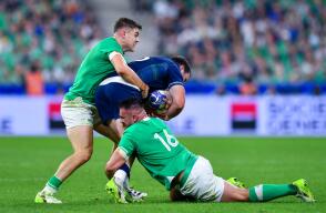 Acción de juego del partido entre Irlanda y Escocia del Mundial de Rugby 2023 Acción de juego del partido entre Irlanda y Escocia del Mundial de Rugby 2023