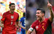 Cristiano Ronaldo vs. Robert Lewandowski en Portugal vs. Polonia.