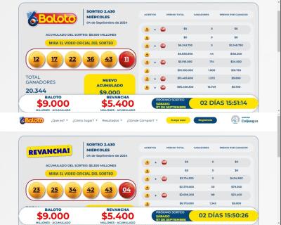 Resultado Baloto 4 de septiembre