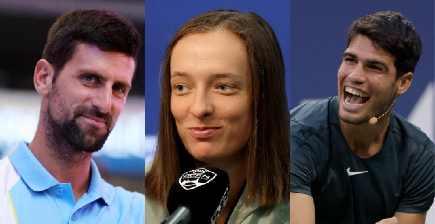 Novak Djokovic, Iga Swiatek y Carlos Alcaraz