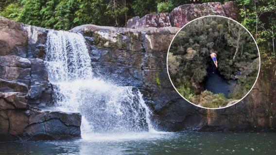 Impresionante salto de joven que se lanzó desde una cascada de más de 40 metros y sobrevivió Impresionante salto de joven que se lanzó desde una cascada de más de 40 metros y sobrevivió