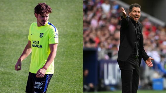 Julián Álvarez y Diego Simeone en Atlético de Madrid. 